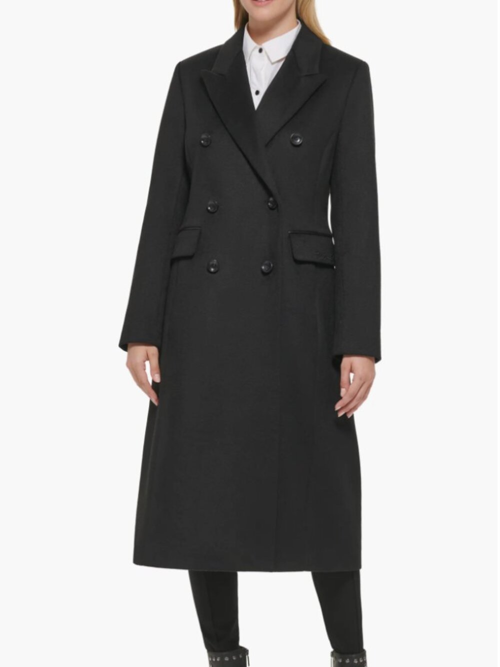 KARL LAGERFELD PARIS Wool Blend Double Breasted Coat